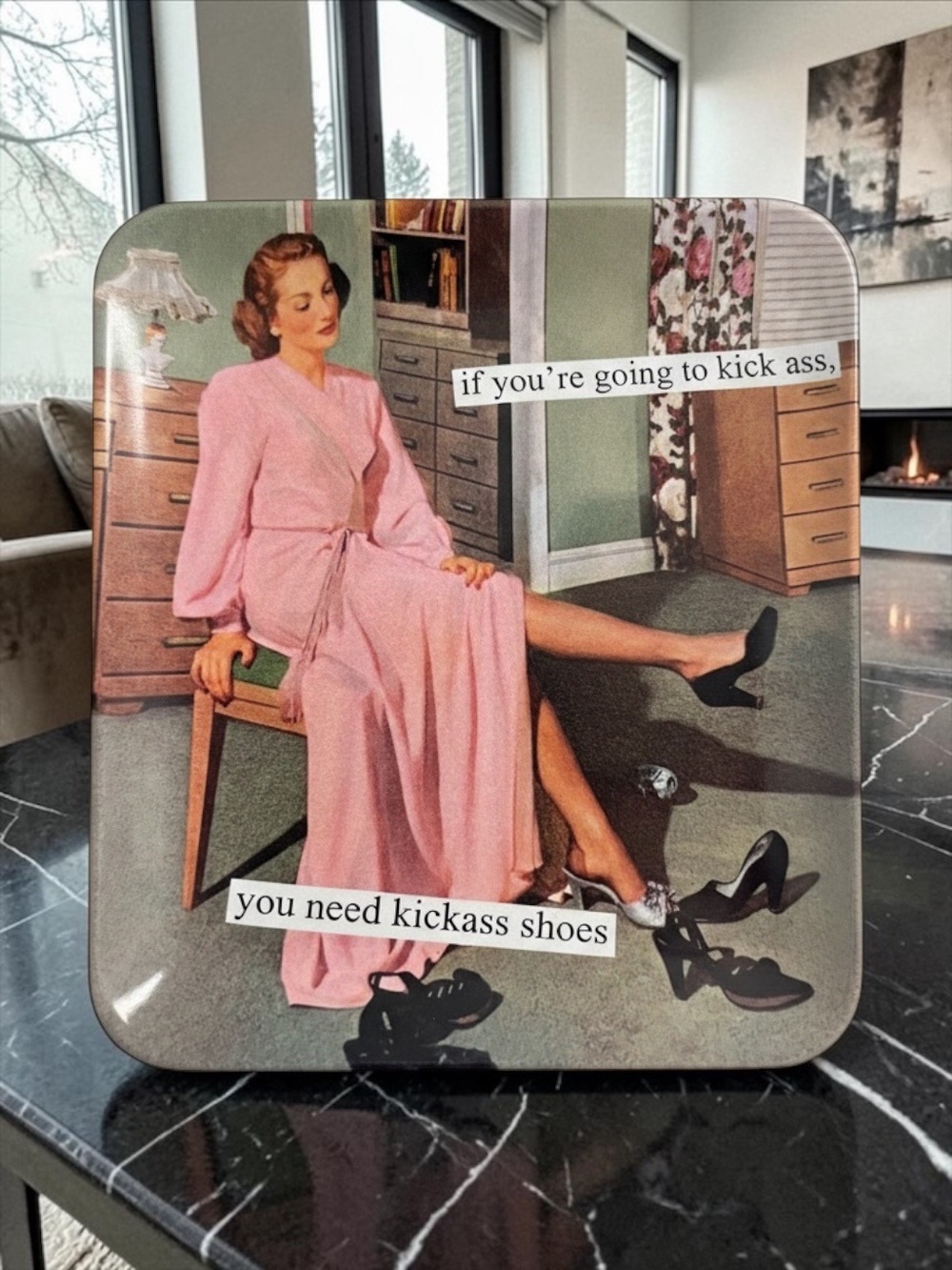 NWT Anne Taintor Kickass Shoes Retro Plate Pink Rare SOLD OUT